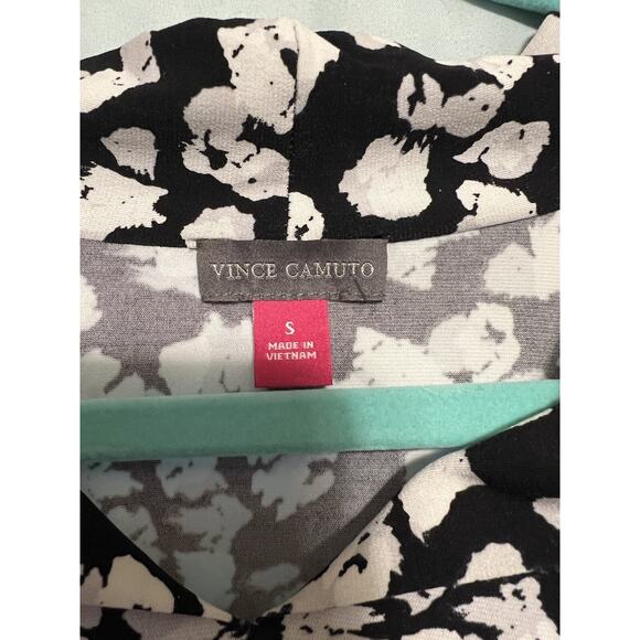 Vince Camuto Black And White Tuxedo Top With Scarf Women’s Size S - Picture 3 of 6